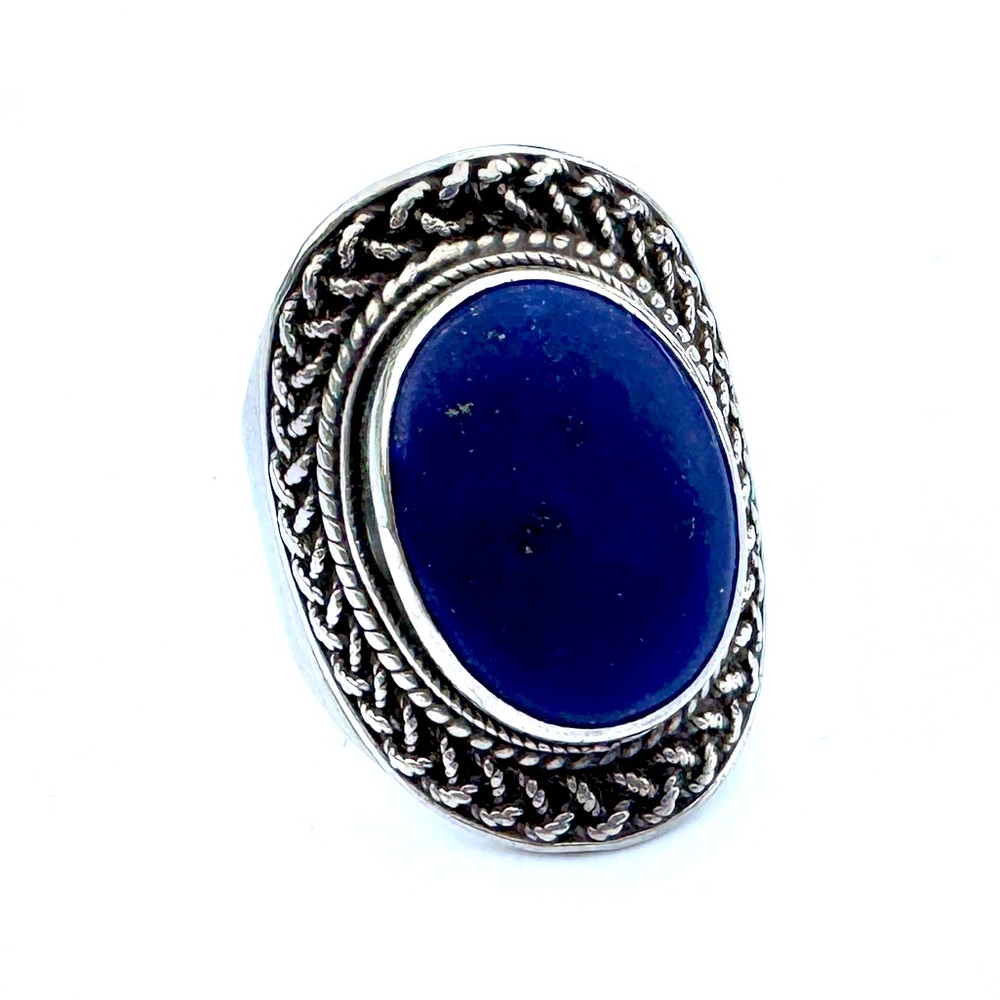 Large Lapis Lazuli Sterling Silver Ring 925 Ornate Tribal Statement Men’s 9.5